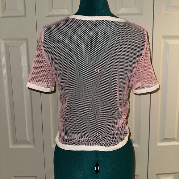 Pink Mesh Short Sleeve Top - Picture 3 of 9